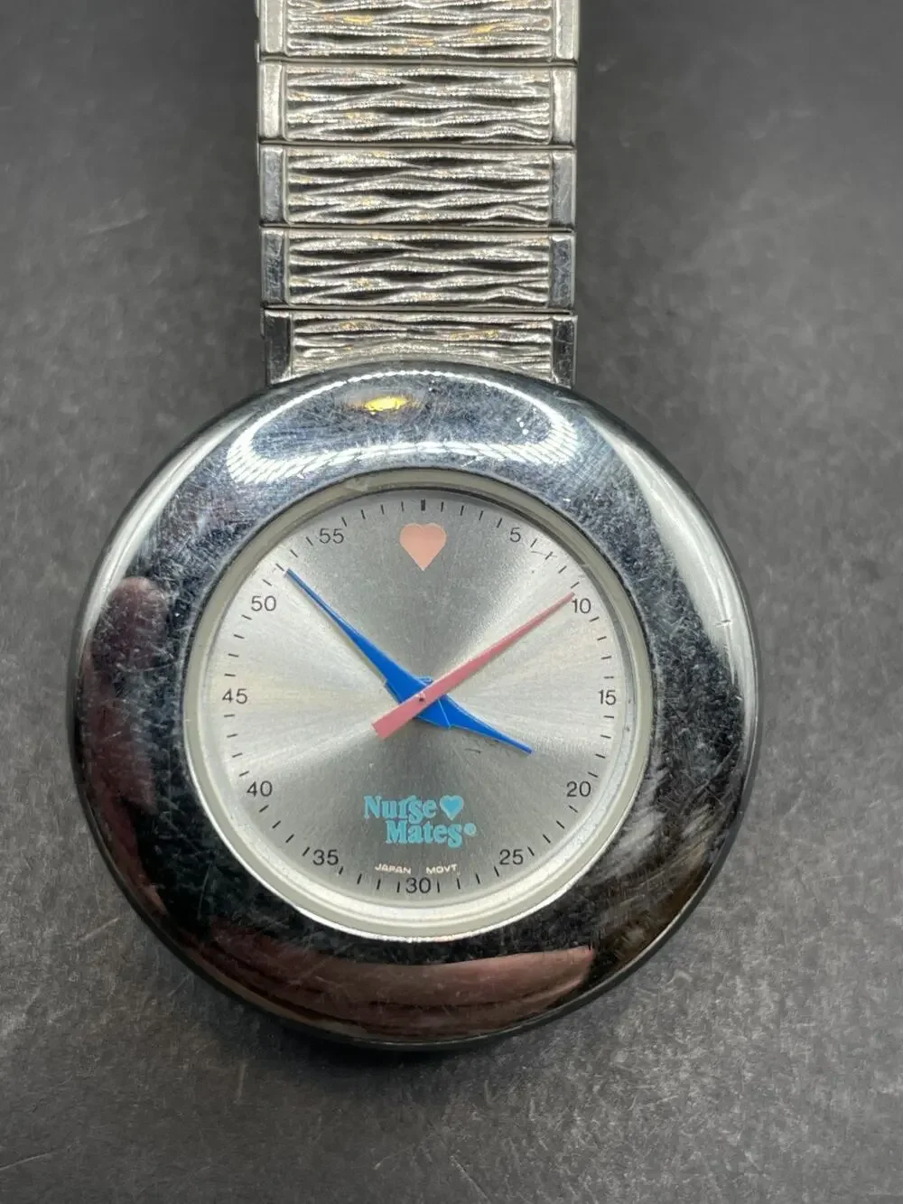 Nurse Mates Women's Watch Shock Resistant Silver Tone w/ Speidel Band 6.5-675